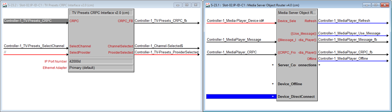 Example Crestron Media Connector Moduals